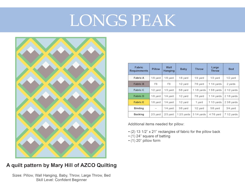 Longs Peak PDF Quilt Pattern - Etsy