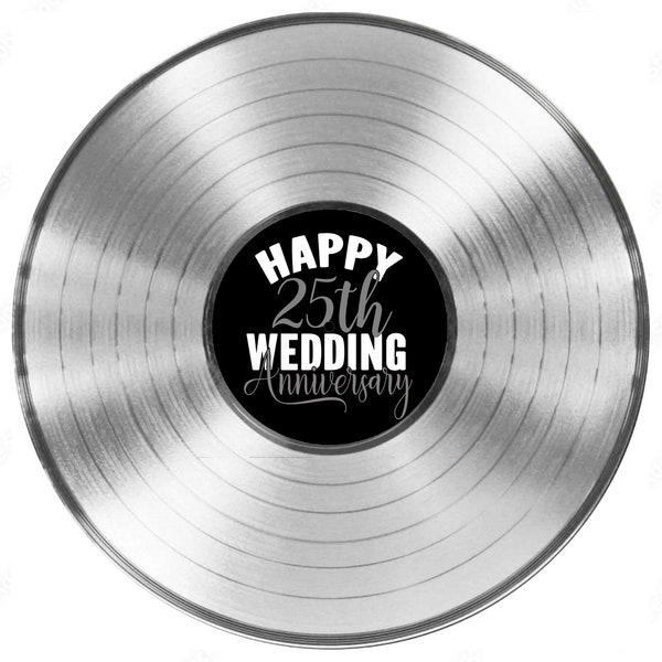 Custom Platinum Record 25th Wedding Anniversary Guest Book Vinyl Record, Personalized Wedding Decor, Anniversary Gift, Party Decorations