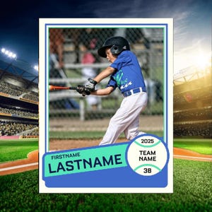 Gepersonaliseerde honkbalkaart FOLIE, gepersonaliseerde sportkaart, aangepaste sportkaart, cadeau voor honkbalspeler, cadeau Little League-kaart