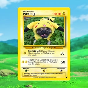 Parodie personnalisée de style carte Pokémon pour animal de compagnie - choisissez le style du texte, de la couleur et de la photo ! Cartes Pokémon personnalisées pour chien/chat/animaux de compagnie !
