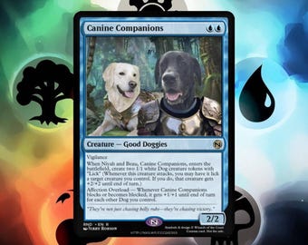 Magic the Gathering Custom Cards FOIL Pet MTG Style Magic Card Parody- Choose Text, Color, Photo Style! Custom Dog/Cat/Pets Magic Cards!