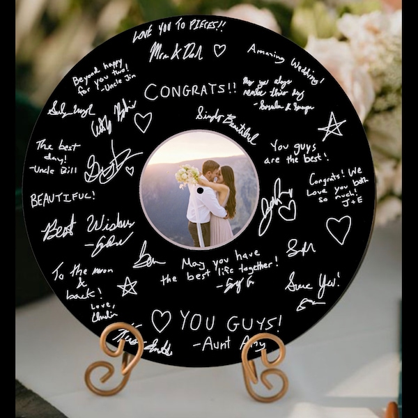 Wedding Guest Book Vinyl Record, Custom Label for Vinyl Record, Personalized Wedding Decor, Anniversary Gift, Graduation, Birthday