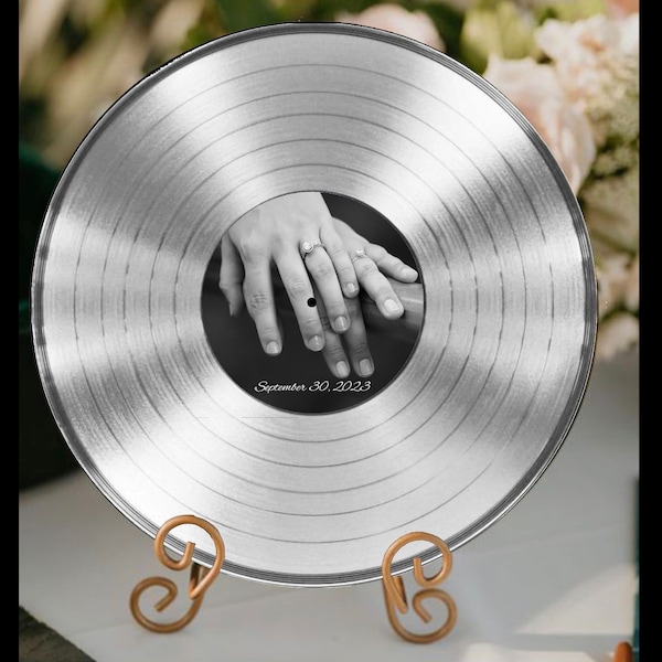 Personalized Record Wedding Guestbook Platinum First Song Vinyl Birthday Anniversary Keepsake Party Signatures Wedding Keepsake