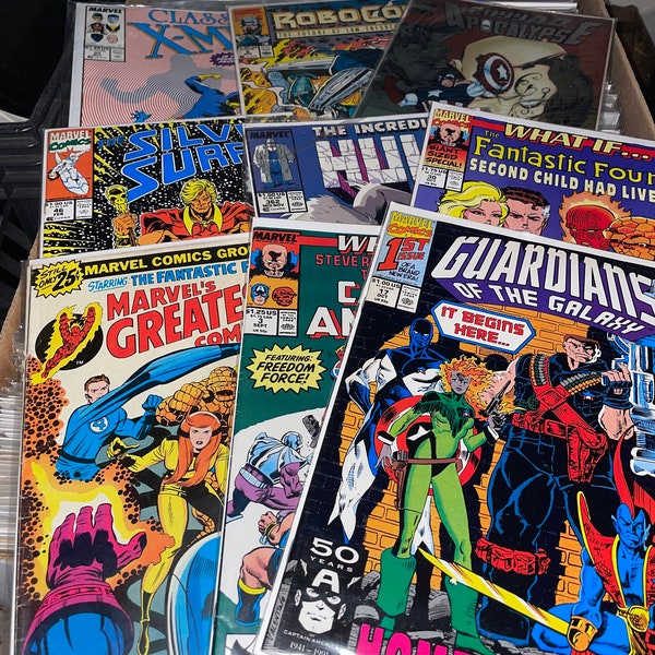 Énorme lot de bandes dessinées Marvel vintage !! Lot aléatoire de 10 (âge argent-moderne)