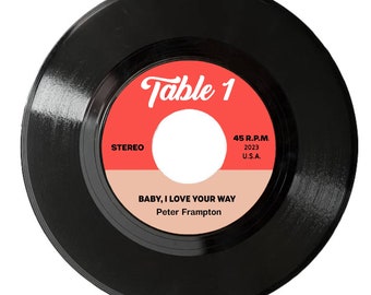 VINTAGE 7” 45RPM Vinyl Records Wedding Table Numbers/Centerpieces - Customizable Label Vinyl Record Design