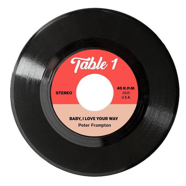 VINTAGE 7” 45RPM Vinyl Records Wedding Table Numbers/Centerpieces - Customizable Label Vinyl Record Design