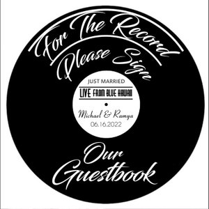For the Record, Please Sign Our Guestbook! Record Guestbook Sign | Sign our Guestbook...Wedding Guest Book Idea, Custom Record Label
