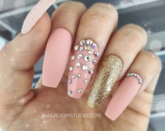 Yellow Fluo French 10 Nude Press On Nails Green Fluo Wicca Etsy