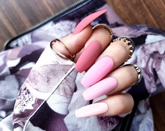 Basic PINK colors 10 press on nails matte or glossy | any shape and length | custom nails | gel polish