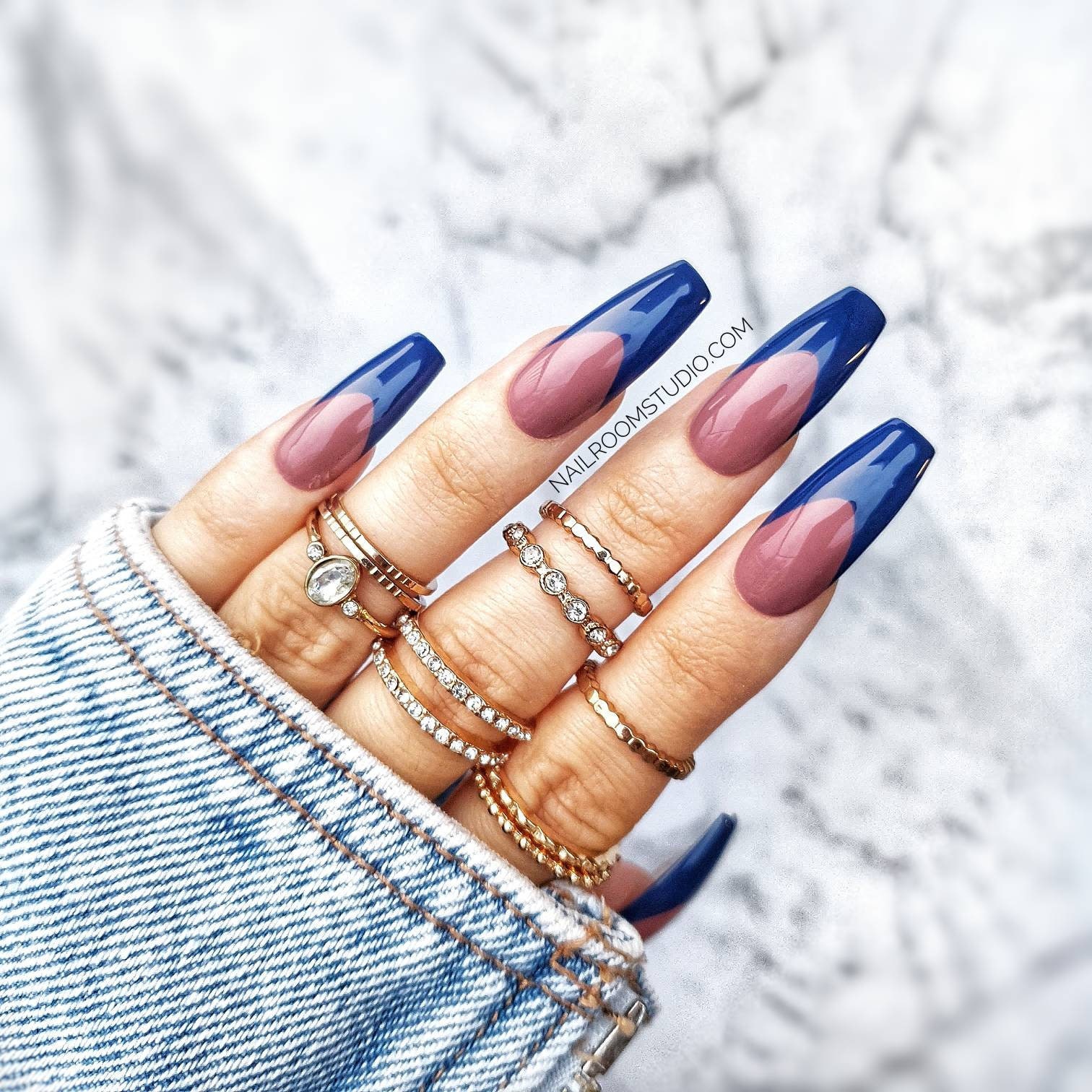 Navy Blue Nails - Etsy