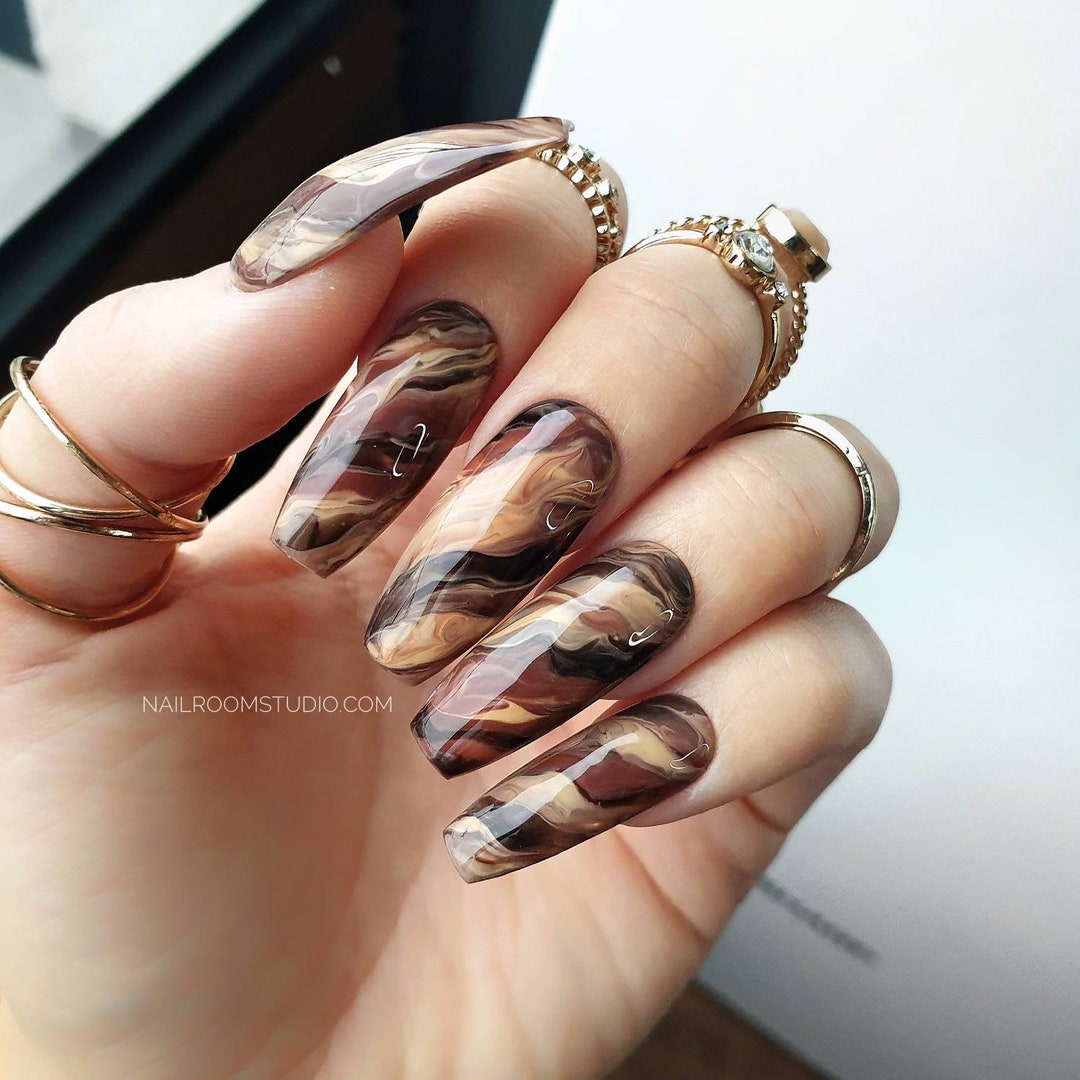 Amazon.com: Nail Wraps Semi Cured Gel Nail Strips,24pcs Brown Marble Design  Nail Stickers Full Nail Wraps with Prep Pads,Nail Wraps for Women Semi  Cured Gel Nails Works with Any Uv Nail Lamp :