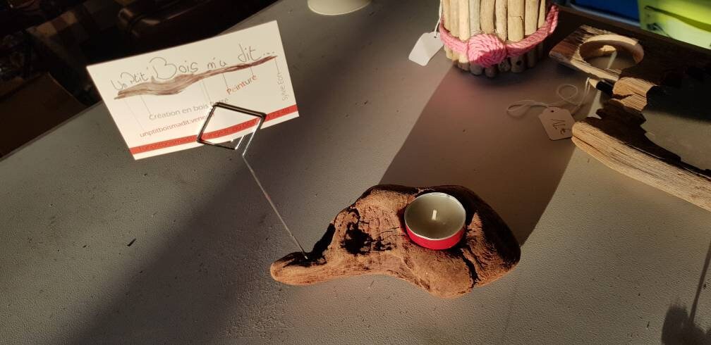 Porte Photo Bougeoir Bois Flotté