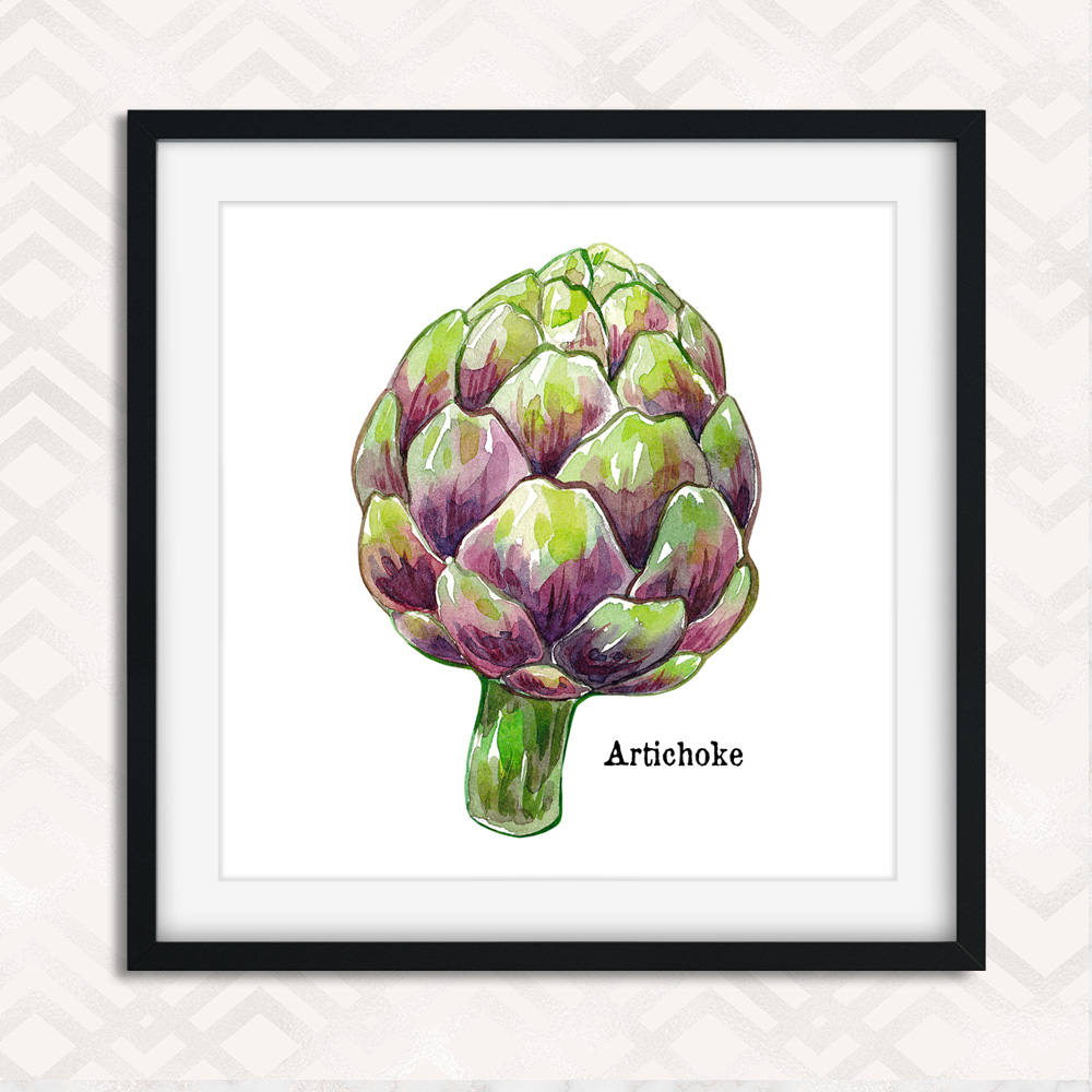 Artichoke Watercolor Art Print Kitchen Wall Art Watercolor | Etsy