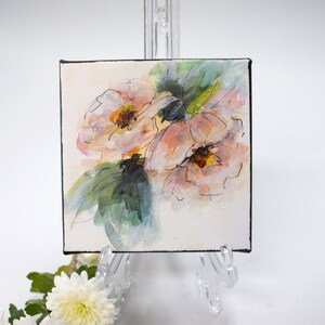 Flower painting mini painting on canvas impressionist style for gift or wall decor,&quot;Flowers #5&quot;