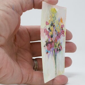 ACEO original cards ATC, collectable mini flower painting on watercolor paper, acrylic painting, F1006 image 3