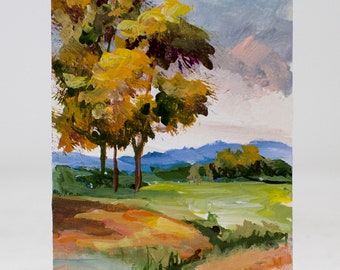 ACEO,  original art trading card, landscape, trees, collectable ATC  art, "L 51