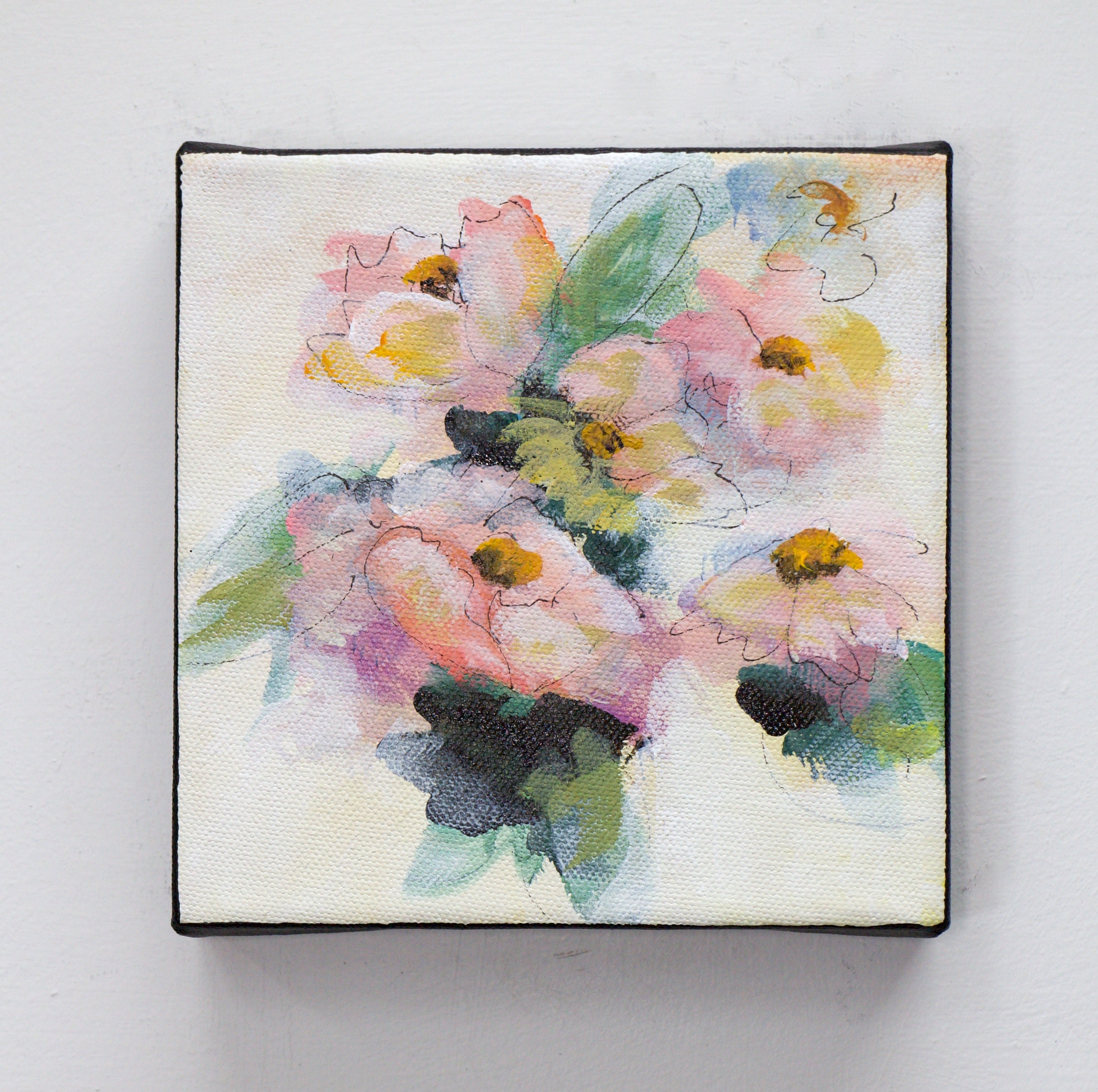 Flower painting on canvas original small acrylic painting of | Etsy