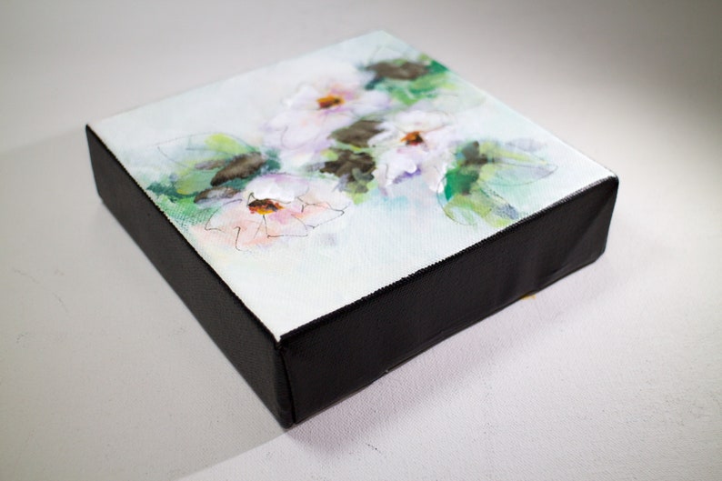 Flower painting on canvas original acrylic impressionist flower painting for wall decor Soft and Simple #2