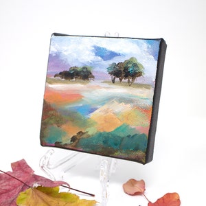 Landscape painting original small painting of country scenery on canvas gift wall decor, &quot;Landscape #24&quot;