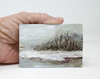 ACEO,  original art trading card, landscape, trees, collectable ATC  art, "L 59"