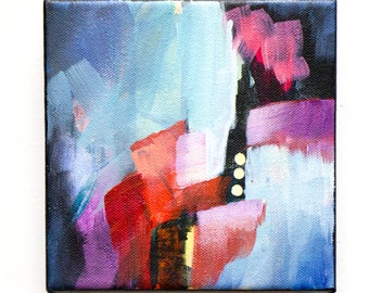 Abstract colorfu,l  small painting,  canvas, original acrylic painting for wall decor, "Break Time"