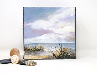 Abstract acrylic  beach painting, coastal, impressionist painting on canvas,  beach scene, "Sandy Dunes"