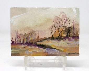 ACEO,  original art trading card, landscape, trees, collectable ATC  art, "L 61"