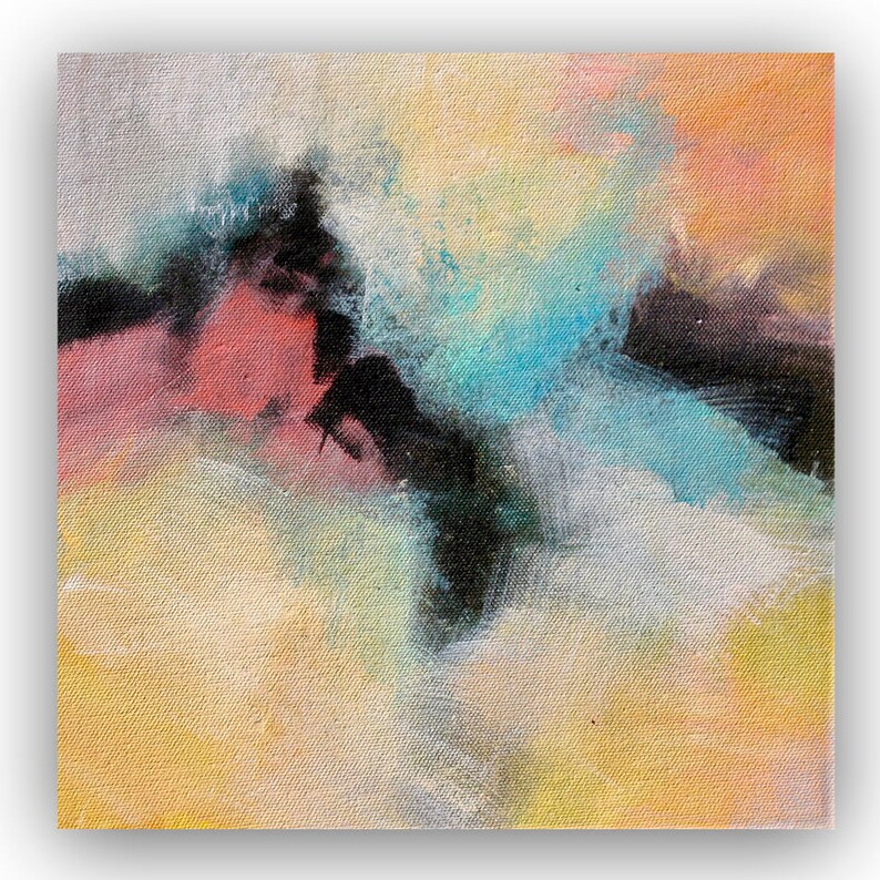 Peinture Acrylique Abstraite Sur Toile Sur Un Coup De Tête Etsy