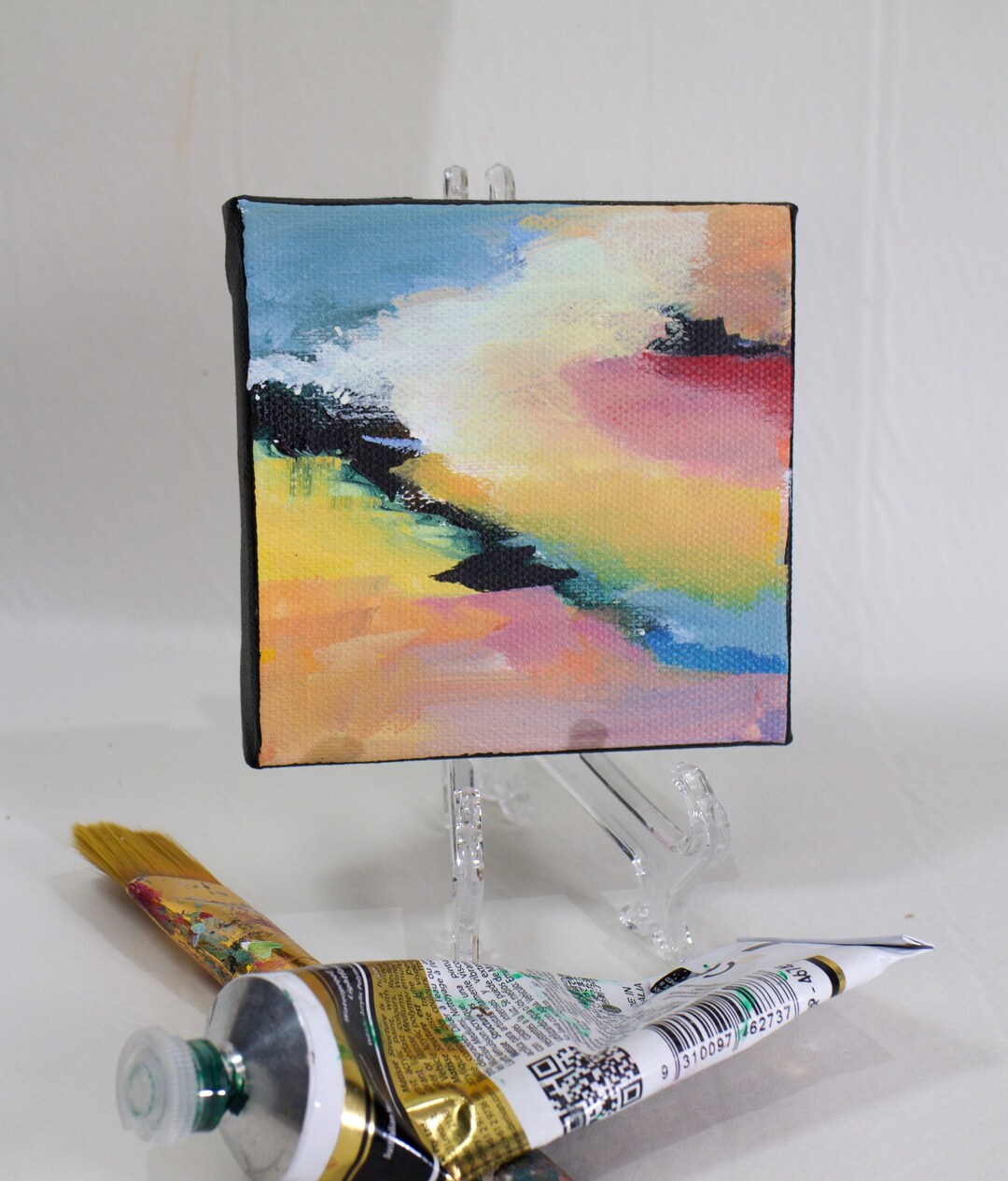 Abstract Small Original Painting on Canvas Acrylic Colorful Bold ...
