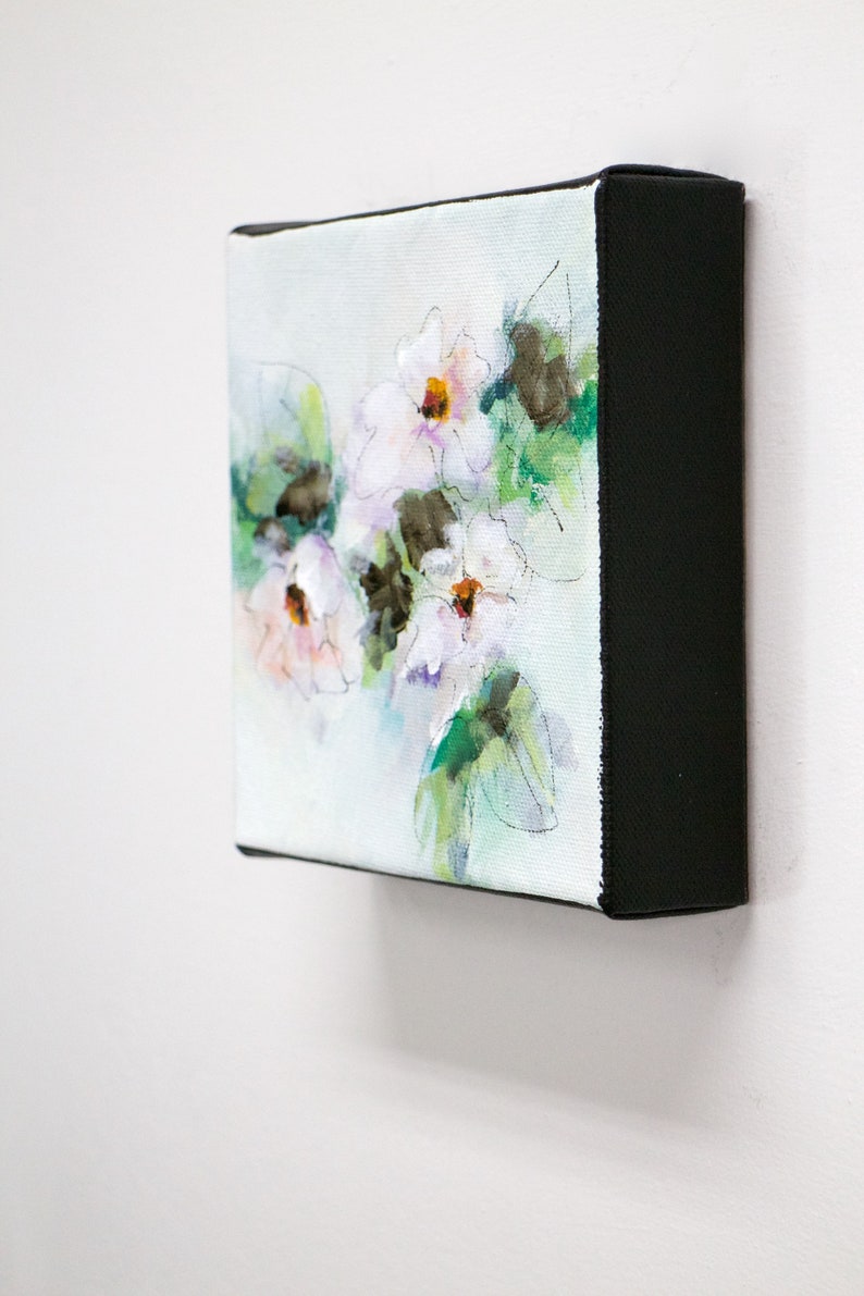 Flower painting on canvas original acrylic impressionist flower painting for wall decor Soft and Simple #2