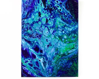 Blue abstract art/acrylic abstract pour paintng/original artwork/one of a kind/handmade/fluid painting/colorful art/wall decor/"P 102"