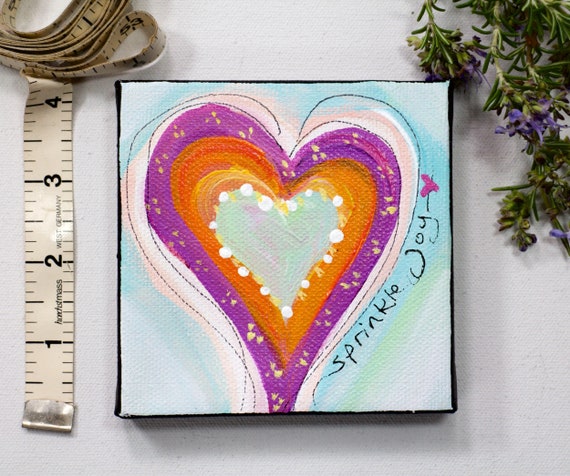 Abstract Painting on Canvas Original Heart Painting With