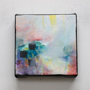 Peinture abstraite acrylique originale mini sur toile pour cadeau ou décoration intérieure, « A 5034 »