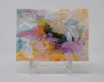 ATC art ACEO cards  collectable original tiny ,abstract painting, watercolor paper, acrylic painting, "A5050"