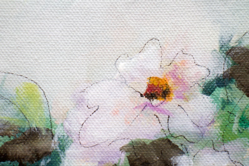 Flower painting on canvas original acrylic impressionist flower painting for wall decor Soft and Simple #2