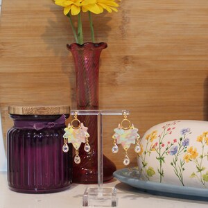 Spring Collection Pastel Dangle Earrings with Gold Accents (Polymer Clay)