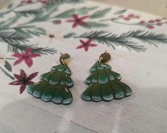Snowy Tree Dangle Earrings