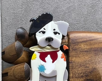 Handmade Acrylic Art Brooch, The Artful Puppy Dog