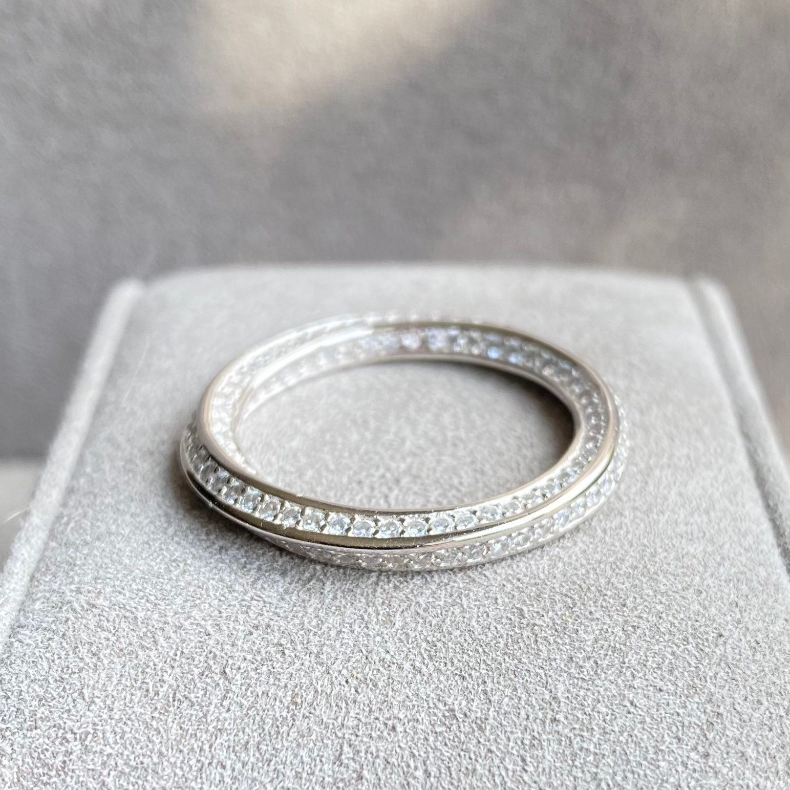 Contorted Diamond Full Eternity Band Ring. Sterling Silver - Etsy UK
