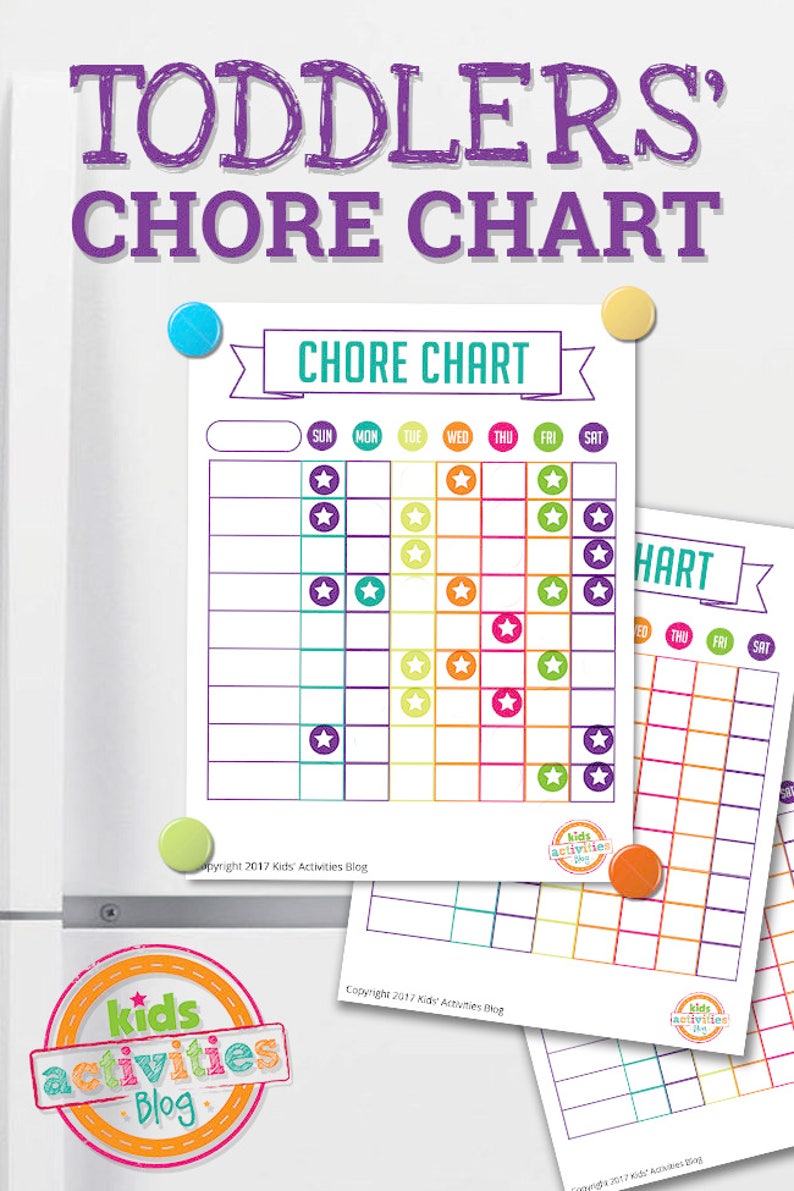 Chore Chart for Toddlers with Printable Sticker Template Etsy