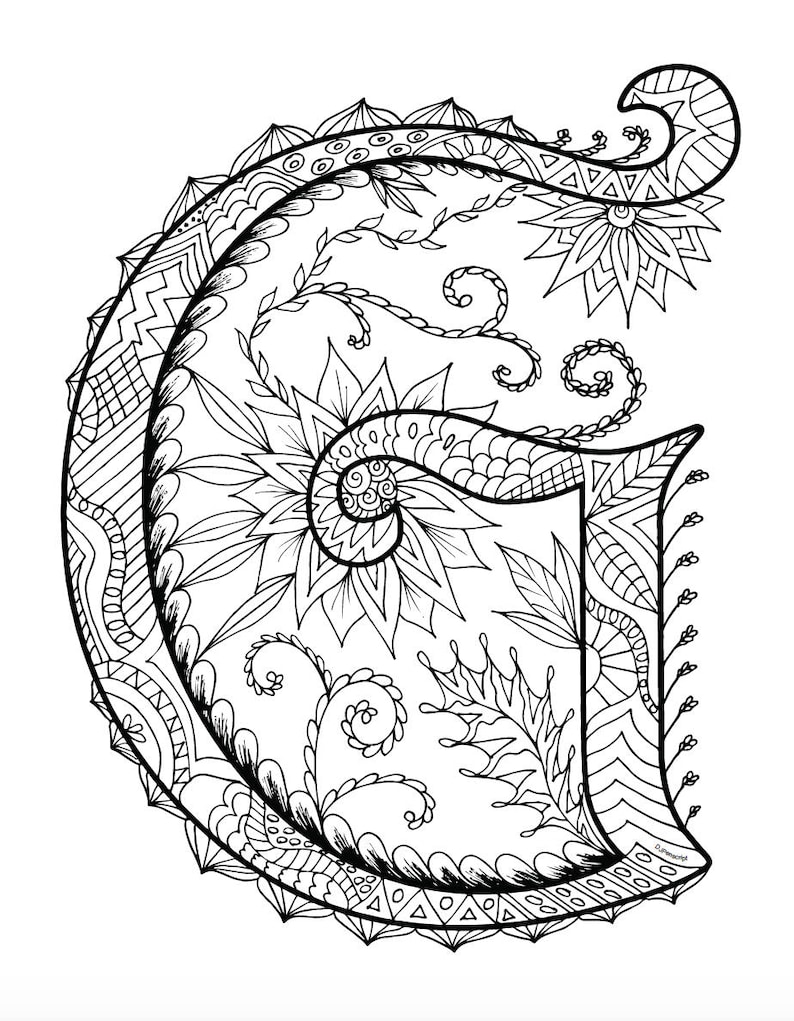 Zentangle Alphabet Pages Coloring Pages