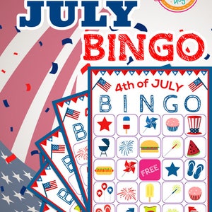 4th of July BINGO Printable Game Fourth of July Party Ideas image 2