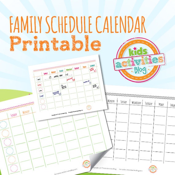 Family Scheduling Schedule Calendar Printable  Etsy