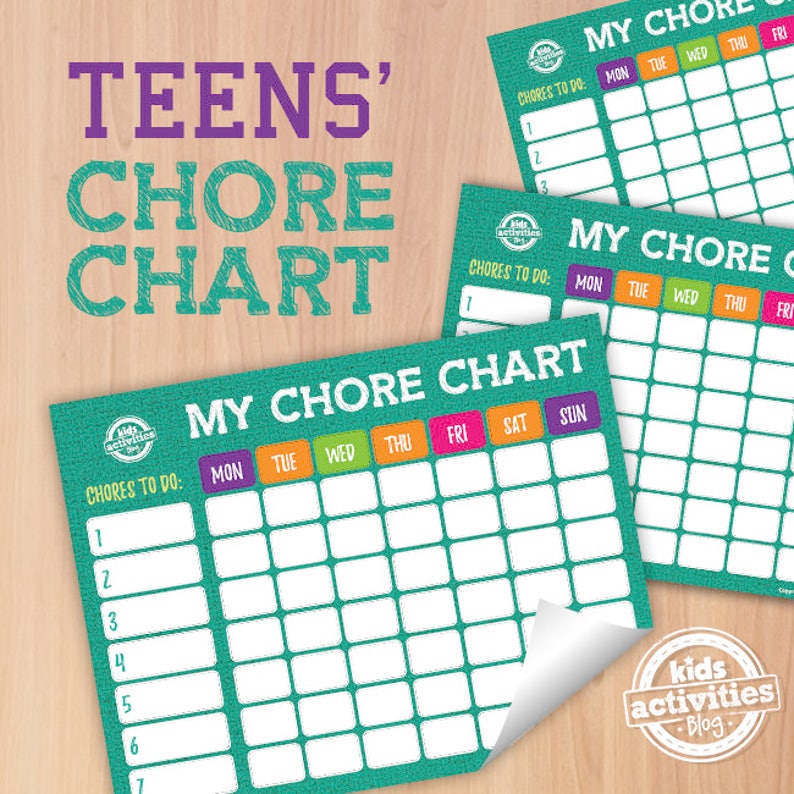 Printable Chore Chart for Teens - Customizable - Etsy