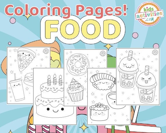 cute kawaii food coloring pages etsy india