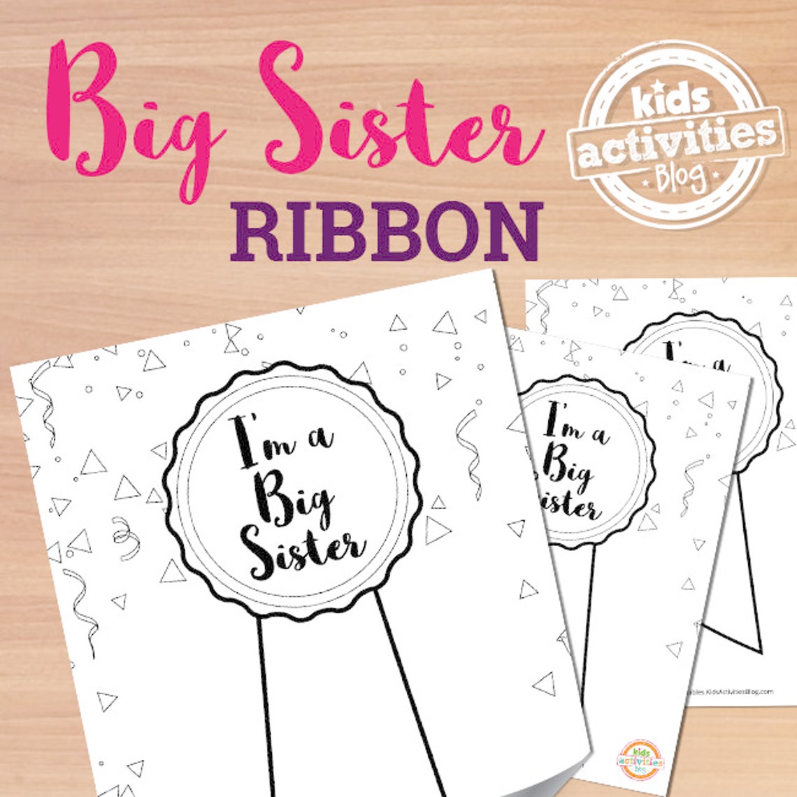 Printable Big Sister Ribbon Coloring Pages - Etsy