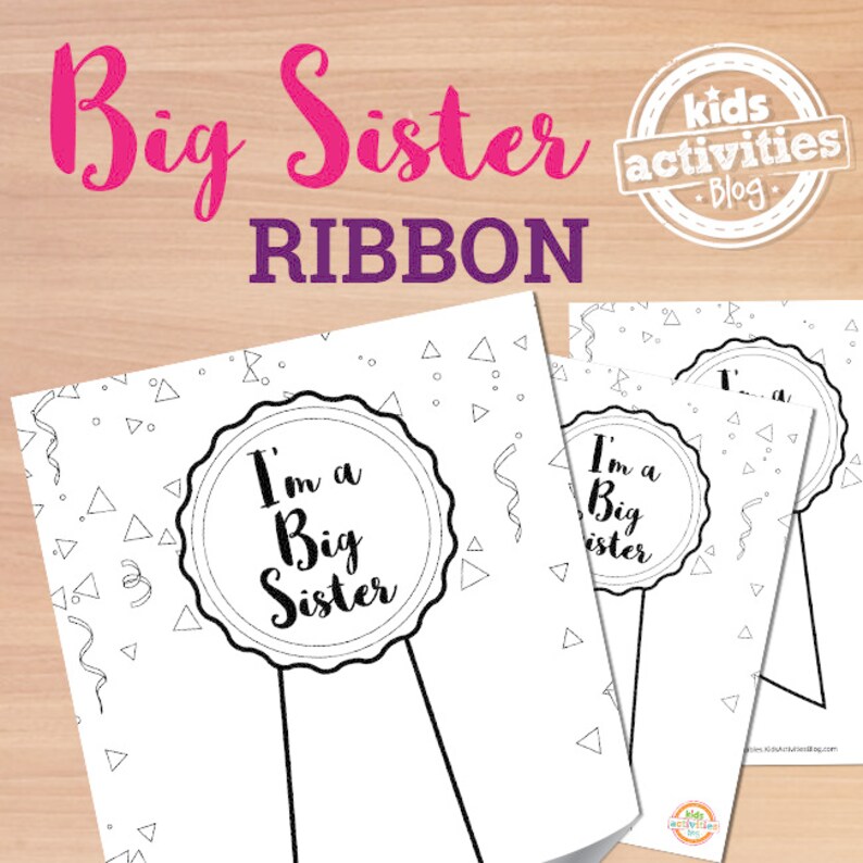 Printable Big Sister Ribbon Coloring Pages - Etsy
