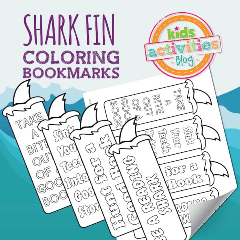 Printable Shark Fin Bookmarks Etsy