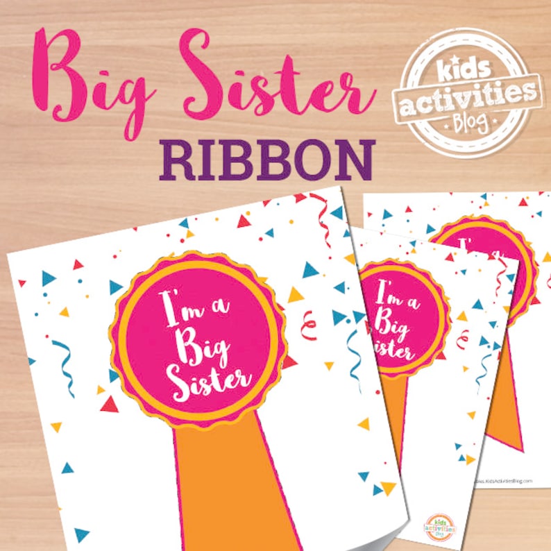 Printable Big Sister Ribbon Coloring Pages - Etsy