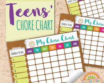 Printable Chore Chart for Teens - Customizable